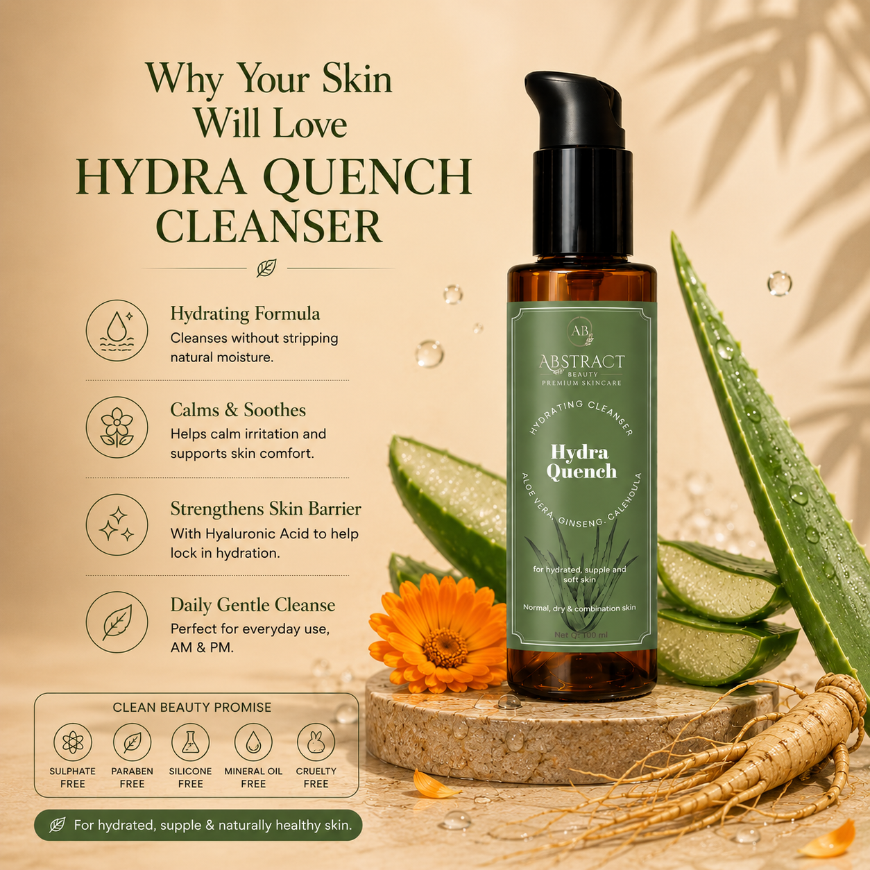 Hydra Quench Hydrating Cleanser |  2% Hyaluronic Acid